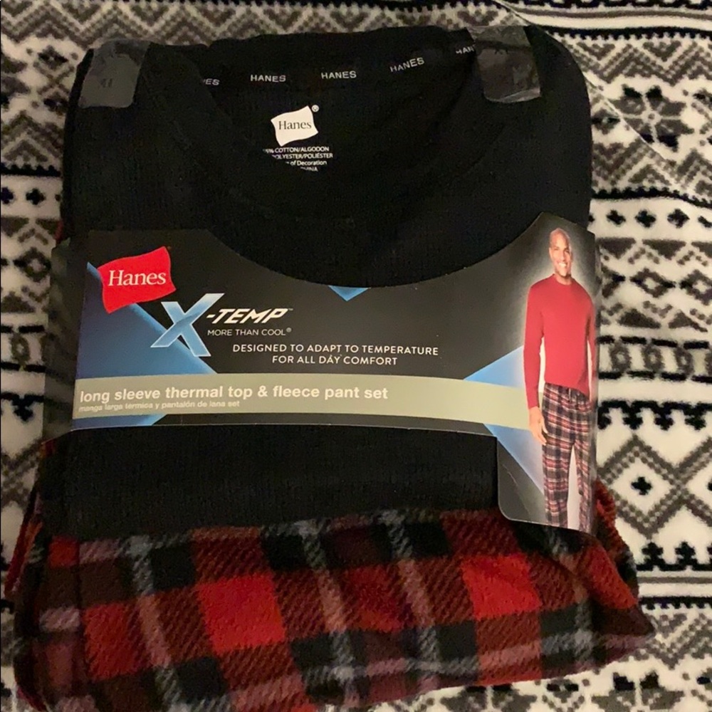 Long sleeve thermal top and fleece pants set